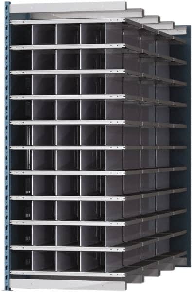 Hallowell - 50 Bin Heavy-Duty Deep Bin Industrial Shelving - 36 Inch Overall Width x 96 Inch Overall Depth x 87 Inch Overall Height, Blue and Platinum Steel Bins - Americas Industrial Supply
