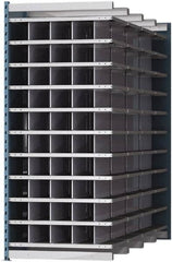 Hallowell - 50 Bin Heavy-Duty Deep Bin Industrial Shelving - 36 Inch Overall Width x 96 Inch Overall Depth x 87 Inch Overall Height, Blue and Platinum Steel Bins - Americas Industrial Supply
