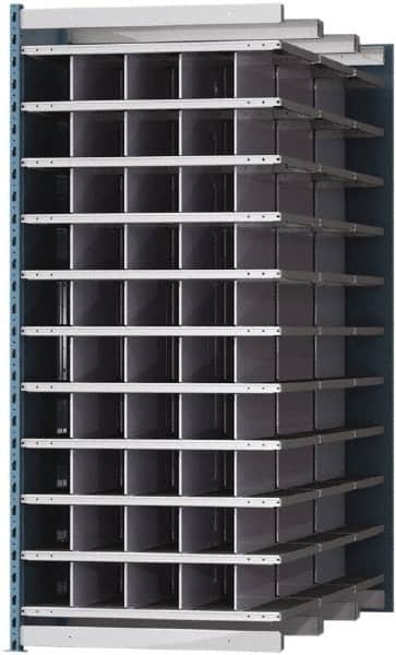 Hallowell - 50 Bin Heavy-Duty Deep Bin Industrial Shelving - 36 Inch Overall Width x 72 Inch Overall Depth x 87 Inch Overall Height, Blue and Platinum Steel Bins - Americas Industrial Supply