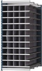 Hallowell - 50 Bin Heavy-Duty Deep Bin Industrial Shelving - 36 Inch Overall Width x 72 Inch Overall Depth x 87 Inch Overall Height, Blue and Platinum Steel Bins - Americas Industrial Supply