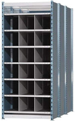Hallowell - 18 Bin Heavy-Duty Deep Bin Industrial Shelving - 36 Inch Overall Width x 72 Inch Overall Depth x 87 Inch Overall Height, Blue and Platinum Steel Bins - Americas Industrial Supply