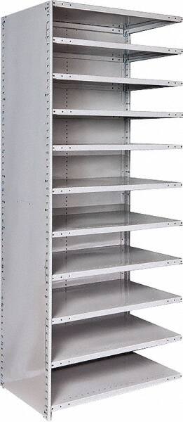 Hallowell - 11 Shelf, 500 Lb. Capacity, Closed Shelving Add-On Unit - 36 Inch Wide x 24 Inch Deep x 87 Inch High, Platinum - Americas Industrial Supply