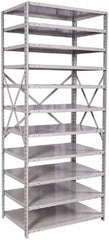 Hallowell - 11 Shelf Starter Medium-Duty Open Steel Shelving - 500 Lb Capacity, 36" Wide x 87" High x 24" Deep, Platinum - Americas Industrial Supply
