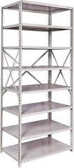 Hallowell - 8 Shelf Starter Medium-Duty Open Steel Shelving - 500 Lb Capacity, 36" Wide x 87" High x 24" Deep, Platinum - Americas Industrial Supply