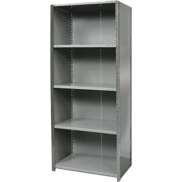 Hallowell - 5 Shelf, 400 Lb. Capacity, Free Standing Closed Shelving - 48 Inch Wide x 12 Inch Deep x 87 Inch High, Gray - Americas Industrial Supply