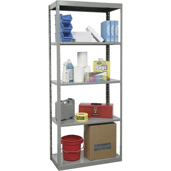 Hallowell - 5 Shelf Starter Heavy-Duty Open Steel Shelving - 500 Lb Capacity, 48" Wide x 87" High x 24" Deep, Gray - Americas Industrial Supply