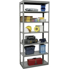 Hallowell - 7 Shelf Starter Heavy-Duty Open Steel Shelving - 800 Lb Capacity, 36" Wide x 87" High x 12" Deep, Gray - Americas Industrial Supply