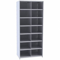 Hallowell - 14 Bin Closed Industrial Bin Shelving - 36 Inch Overall Width x 18 Inch Overall Depth x 87 Inch Overall Height, Gray Metal Bins - Americas Industrial Supply