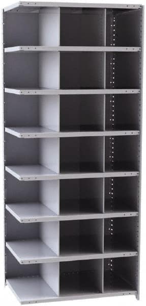 Hallowell - 21 Bin Closed Industrial Bin Shelving - 36 Inch Overall Width x 24 Inch Overall Depth x 87 Inch Overall Height, Gray Metal Bins - Americas Industrial Supply