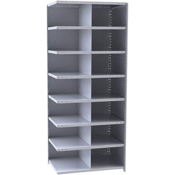 Hallowell - 14 Bin Closed Industrial Bin Shelving - 36 Inch Overall Width x 18 Inch Overall Depth x 87 Inch Overall Height, Gray Metal Bins - Americas Industrial Supply