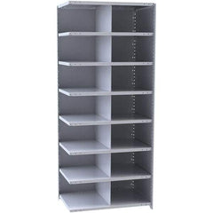 Hallowell - 14 Bin Closed Industrial Bin Shelving - 36 Inch Overall Width x 12 Inch Overall Depth x 87 Inch Overall Height, Gray Metal Bins - Americas Industrial Supply