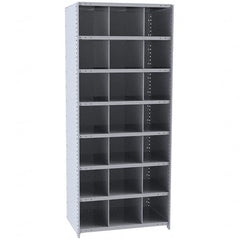 Hallowell - 21 Bin Closed Industrial Bin Shelving - 36 Inch Overall Width x 18 Inch Overall Depth x 87 Inch Overall Height, Gray Metal Bins - Americas Industrial Supply