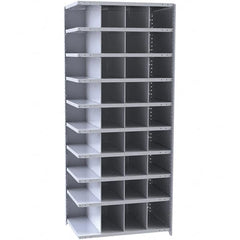 Hallowell - 36 Bin Closed Industrial Bin Shelving - 36 Inch Overall Width x 18 Inch Overall Depth x 87 Inch Overall Height, Gray Metal Bins - Americas Industrial Supply