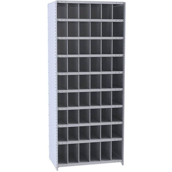 Hallowell - 54 Bin Closed Industrial Bin Shelving - 36 Inch Overall Width x 18 Inch Overall Depth x 87 Inch Overall Height, Gray Metal Bins - Americas Industrial Supply