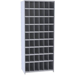 Hallowell - 54 Bin Closed Industrial Bin Shelving - 36 Inch Overall Width x 12 Inch Overall Depth x 87 Inch Overall Height, Gray Metal Bins - Americas Industrial Supply