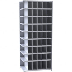 Hallowell - 54 Bin Closed Industrial Bin Shelving - 36 Inch Overall Width x 12 Inch Overall Depth x 87 Inch Overall Height, Gray Metal Bins - Americas Industrial Supply