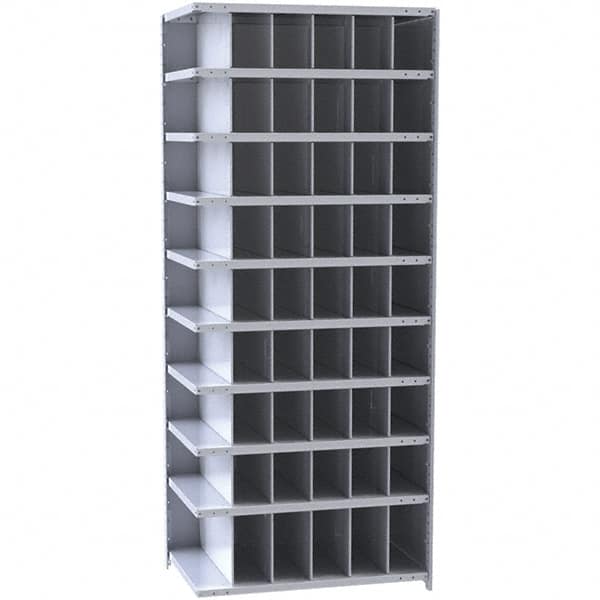 Hallowell - 54 Bin Closed Industrial Bin Shelving - 36 Inch Overall Width x 18 Inch Overall Depth x 87 Inch Overall Height, Gray Metal Bins - Americas Industrial Supply