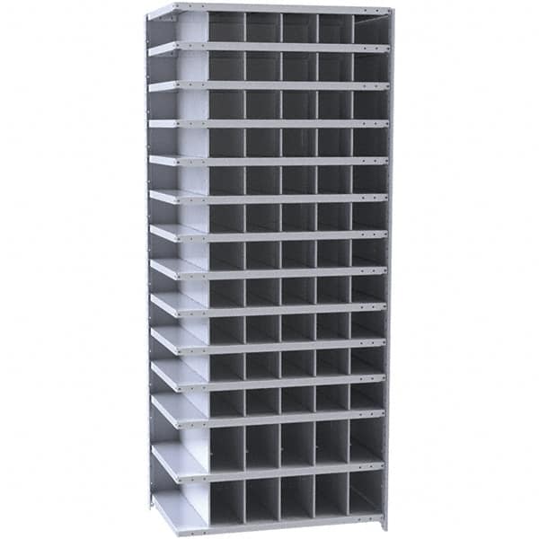 Hallowell - 78 Bin Closed Industrial Bin Shelving - 36 Inch Overall Width x 18 Inch Overall Depth x 87 Inch Overall Height, Gray Metal Bins - Americas Industrial Supply