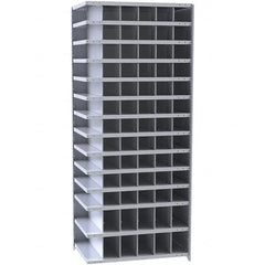 Hallowell - 78 Bin Closed Industrial Bin Shelving - 36 Inch Overall Width x 12 Inch Overall Depth x 87 Inch Overall Height, Gray Metal Bins - Americas Industrial Supply