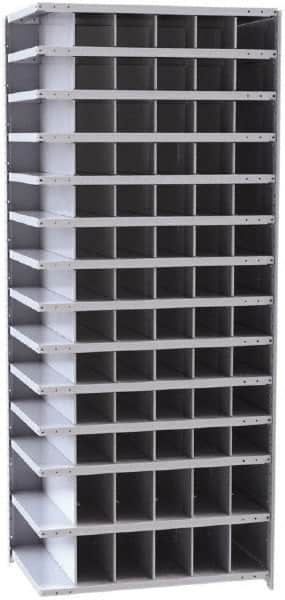 Hallowell - 78 Bin Closed Industrial Bin Shelving - 36 Inch Overall Width x 24 Inch Overall Depth x 87 Inch Overall Height, Gray Metal Bins - Americas Industrial Supply
