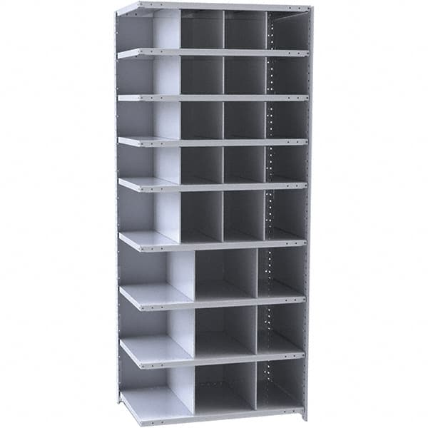 Hallowell - 29 Bin Closed Industrial Bin Shelving - 36 Inch Overall Width x 18 Inch Overall Depth x 87 Inch Overall Height, Gray Metal Bins - Americas Industrial Supply