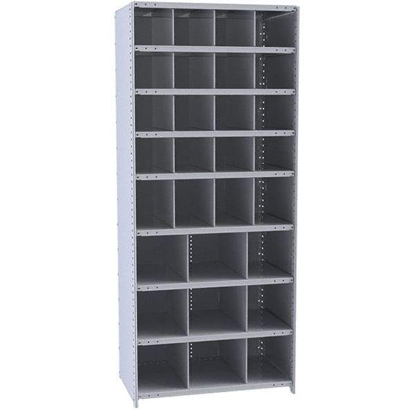 Hallowell - 29 Bin Closed Industrial Bin Shelving - 36 Inch Overall Width x 18 Inch Overall Depth x 87 Inch Overall Height, Gray Metal Bins - Americas Industrial Supply