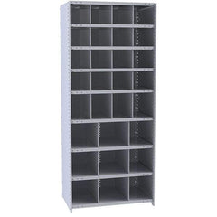 Hallowell - 29 Bin Closed Industrial Bin Shelving - 36 Inch Overall Width x 12 Inch Overall Depth x 87 Inch Overall Height, Gray Metal Bins - Americas Industrial Supply