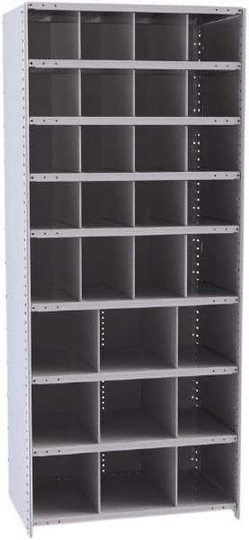 Hallowell - 29 Bin Closed Industrial Bin Shelving - 36 Inch Overall Width x 24 Inch Overall Depth x 87 Inch Overall Height, Gray Metal Bins - Americas Industrial Supply