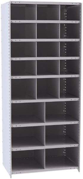 Hallowell - 21 Bin Closed Industrial Bin Shelving - 36 Inch Overall Width x 24 Inch Overall Depth x 87 Inch Overall Height, Gray Metal Bins - Americas Industrial Supply