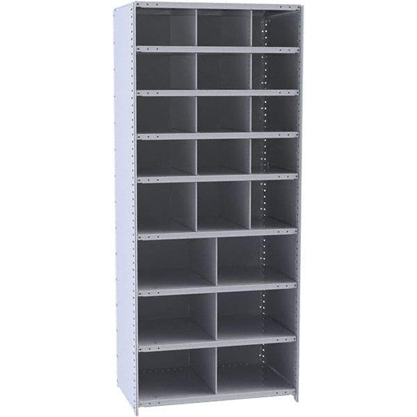 Hallowell - 21 Bin Closed Industrial Bin Shelving - 36 Inch Overall Width x 18 Inch Overall Depth x 87 Inch Overall Height, Gray Metal Bins - Americas Industrial Supply