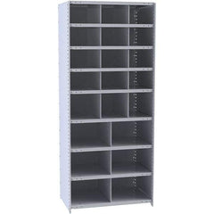 Hallowell - 21 Bin Closed Industrial Bin Shelving - 36 Inch Overall Width x 12 Inch Overall Depth x 87 Inch Overall Height, Gray Metal Bins - Americas Industrial Supply