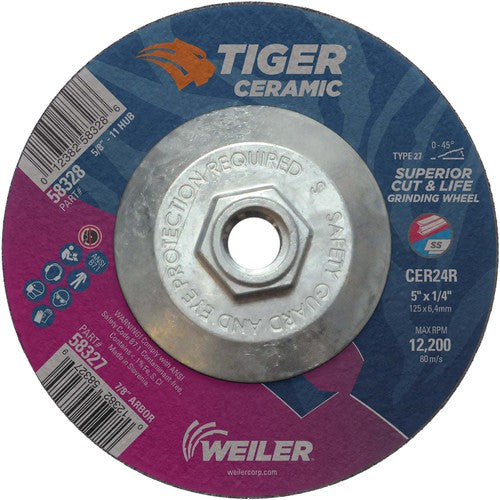 5X1/4 TIGER CERAMIC T27 GRIND WHL - Americas Industrial Supply