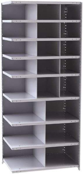 Hallowell - 21 Bin Closed Industrial Bin Shelving - 36 Inch Overall Width x 24 Inch Overall Depth x 87 Inch Overall Height, Gray Metal Bins - Americas Industrial Supply