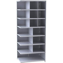 Hallowell - 16 Bin Closed Industrial Bin Shelving - 36 Inch Overall Width x 18 Inch Overall Depth x 87 Inch Overall Height, Gray Metal Bins - Americas Industrial Supply