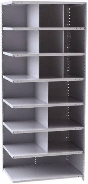 Hallowell - 16 Bin Closed Industrial Bin Shelving - 36 Inch Overall Width x 24 Inch Overall Depth x 87 Inch Overall Height, Gray Metal Bins - Americas Industrial Supply