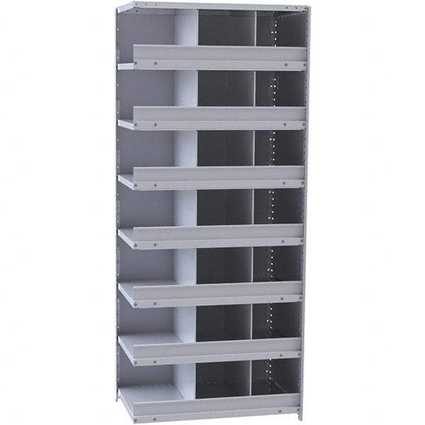Hallowell - 21 Bin Closed Industrial Bin Shelving - 36 Inch Overall Width x 12 Inch Overall Depth x 87 Inch Overall Height, Gray Metal Bins - Americas Industrial Supply