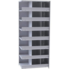 Hallowell - 21 Bin Closed Industrial Bin Shelving - 36 Inch Overall Width x 12 Inch Overall Depth x 87 Inch Overall Height, Gray Metal Bins - Americas Industrial Supply