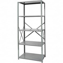Hallowell - 5 Shelf Starter Medium-Duty Open Steel Shelving - 500 Lb Capacity, 36" Wide x 87" High x 18" Deep, Gray - Americas Industrial Supply