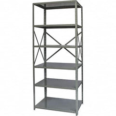 Hallowell - 6 Shelf Starter Extra Heavy-Duty Open Steel Shelving - 900 Lb Capacity, 48" Wide x 87" High x 18" Deep, Gray - Americas Industrial Supply