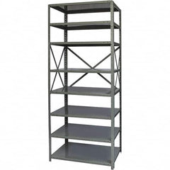 Hallowell - 8 Shelf Starter Medium-Duty Open Steel Shelving - 375 Lb Capacity, 48" Wide x 87" High x 12" Deep, Gray - Americas Industrial Supply