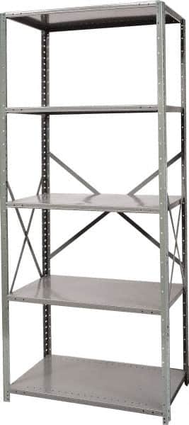 Hallowell - 5 Shelf Starter Heavy-Duty Open Steel Shelving - 800 Lb Capacity, 36" Wide x 87" High x 24" Deep, Gray - Americas Industrial Supply