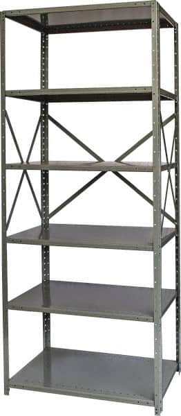 Hallowell - 6 Shelf Starter Heavy-Duty Open Steel Shelving - 800 Lb Capacity, 36" Wide x 87" High x 24" Deep, Gray - Americas Industrial Supply