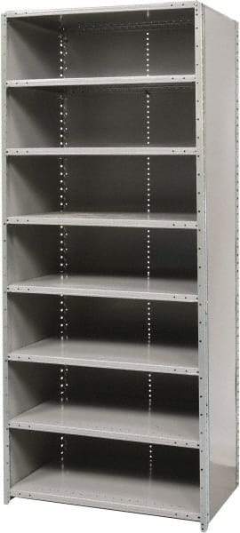Hallowell - 8 Shelf, 800 Lb. Capacity, Free Standing Closed Shelving - 36 Inch Wide x 24 Inch Deep x 87 Inch High, Gray - Americas Industrial Supply