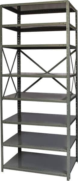 Hallowell - 8 Shelf Starter Heavy-Duty Open Steel Shelving - 800 Lb Capacity, 36" Wide x 87" High x 24" Deep, Gray - Americas Industrial Supply