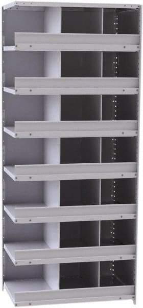 Hallowell - 21 Bin Closed Industrial Bin Shelving - 36 Inch Overall Width x 24 Inch Overall Depth x 87 Inch Overall Height, Gray Metal Bins - Americas Industrial Supply