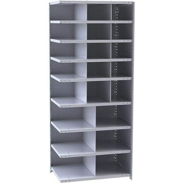 Hallowell - 21 Bin Closed Industrial Bin Shelving - 36 Inch Overall Width x 12 Inch Overall Depth x 87 Inch Overall Height, Gray Metal Bins - Americas Industrial Supply