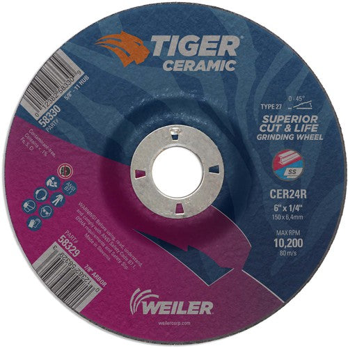 6X1/4 TIGER CERAMIC T27 GRIND WHL - Americas Industrial Supply