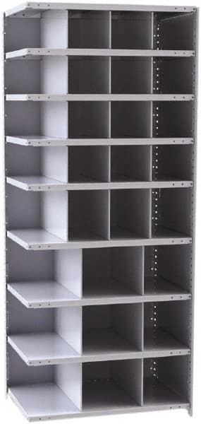 Hallowell - 29 Bin Closed Industrial Bin Shelving - 36 Inch Overall Width x 24 Inch Overall Depth x 87 Inch Overall Height, Gray Metal Bins - Americas Industrial Supply