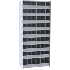 Hallowell - 54 Bin Closed Industrial Bin Shelving - 36 Inch Overall Width x 12 Inch Overall Depth x 87 Inch Overall Height, Gray Metal Bins - Americas Industrial Supply
