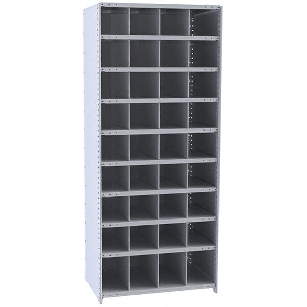 Hallowell - 36 Bin Closed Industrial Bin Shelving - 36 Inch Overall Width x 18 Inch Overall Depth x 87 Inch Overall Height, Gray Metal Bins - Americas Industrial Supply